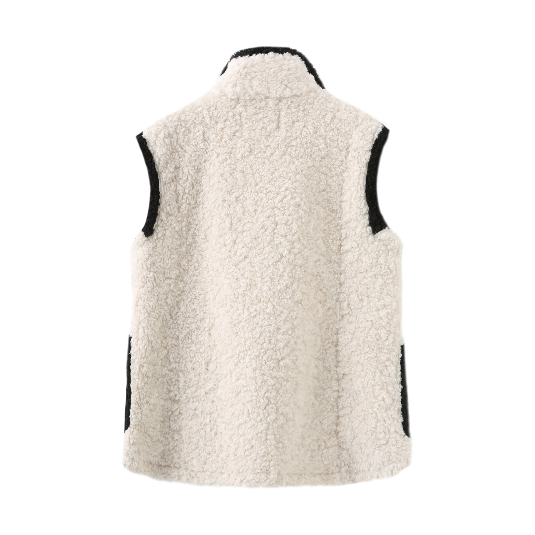 Color Block Teddy Vest_White Black- Sample