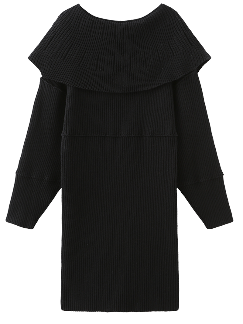 Zip Up Cardigan Dress - Black - 310MOOD