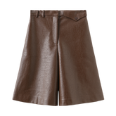 Vegan Leather Shorts_Brown