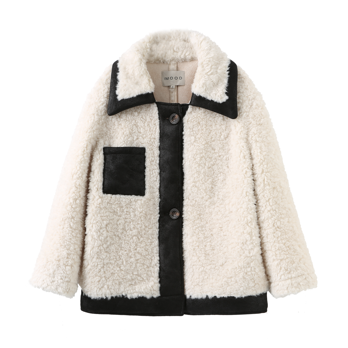 Classic Patched Teddy Bear Coat - White - 310MOOD