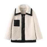 Classic Patched Teddy Bear Coat - White - 310MOOD