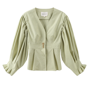 Ruffle Blouse with Tableware Pin - 4 Colors - 310MOOD