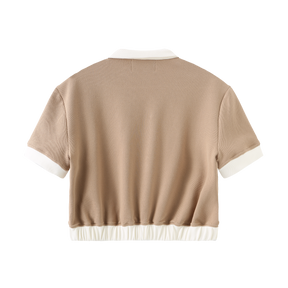 ICON Patched Cropped Short Sleeve Top - Camel