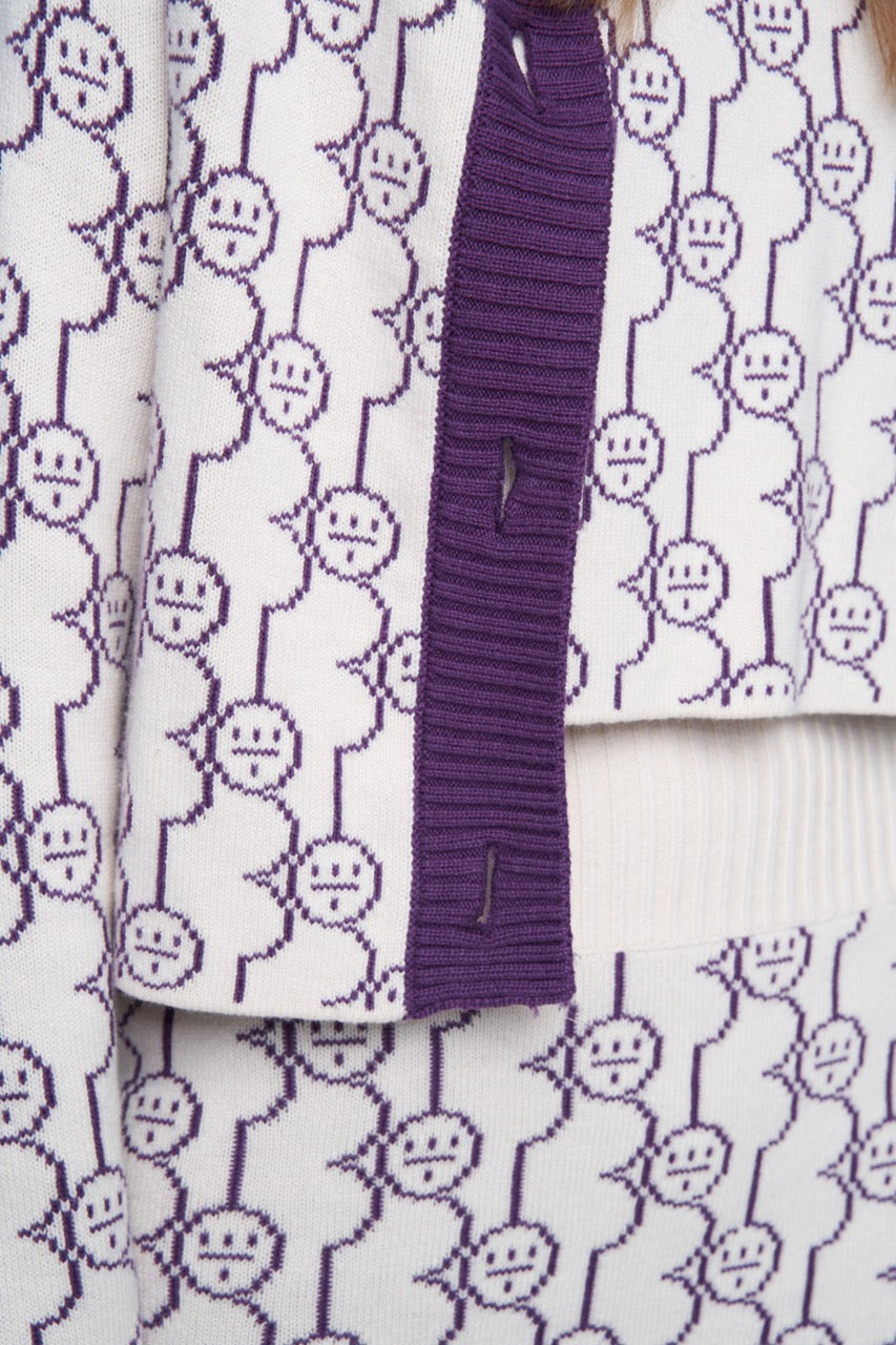 ICON Monogram Cropped Cardigan _ Purple