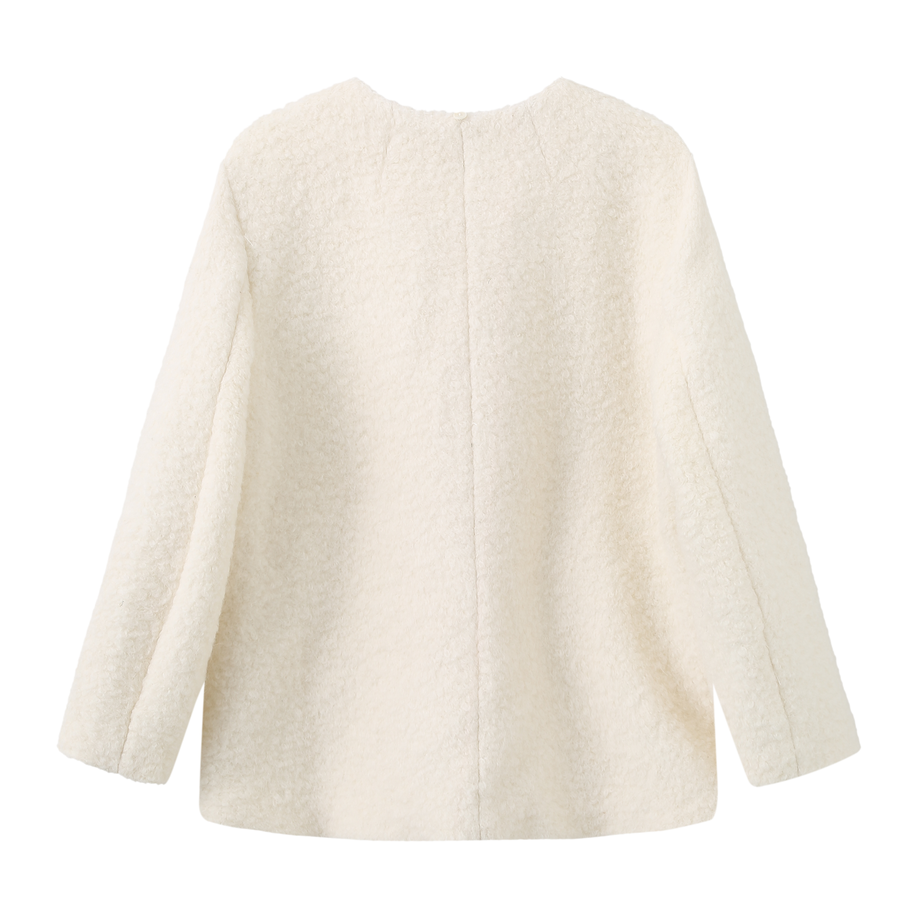 Detachable Shearling Collar Short Coat _ White