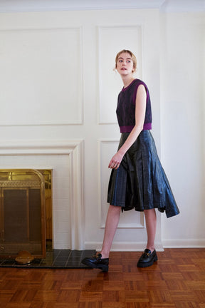 Asymmetrical Pleated Midi Skirt - Floral