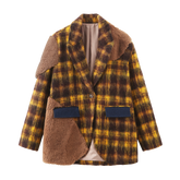 Patched Teddy Wool Coat - Plaid - 310MOOD