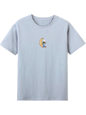 ICON Moon Croissant 100% Cotton Tee - Ash Blue - 310MOOD